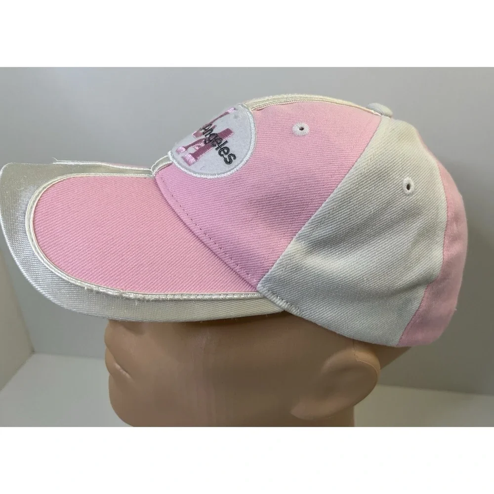 Los Angeles Hat Cap USA Pink White California LA Adjustable Strap Baseball Cap
